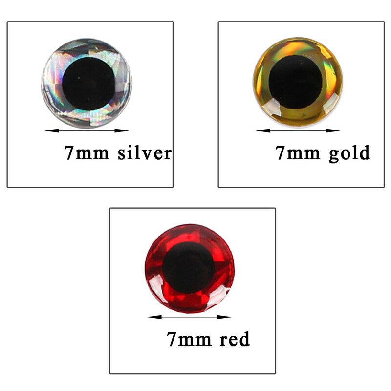 10mm 3D Gold.Silver Tear Drop Pupil 350 Soft Molded 3D Holographic Fish Eyes 